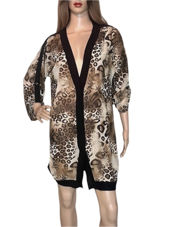 Misook Dresses & Skirts - Misook Animal Print Sheer Duster Mini Dress